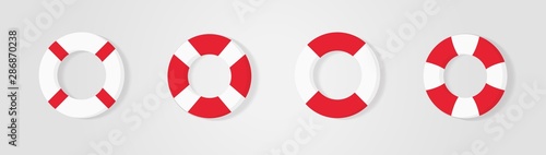 Lifebuoy icons set, equipment of rescuers to save drowning people, vector graphic deign element for business and holiday illustration.