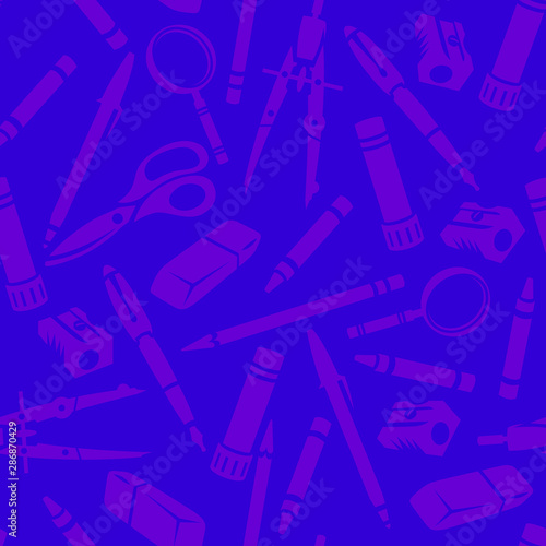seamless vector pattern school tool blue background