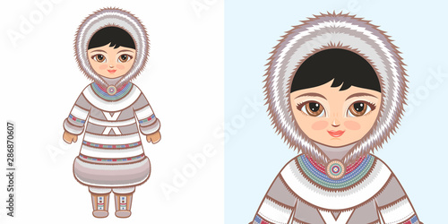 Eskimo Chukchi girl in national costume