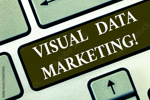 Conceptual hand writing showing Visual Data Marketing. Business photo text Use images to convey information in visual format Keyboard key Intention to create computer message idea