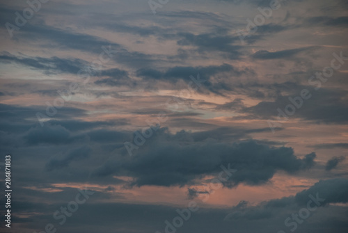Beautiful sky with clouds background. The softness of the clouds and the brightness of the sky. Light blue background. Relaxing feeling and inspirational. © num