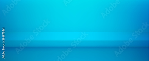 Realistic studio wall, minimal 3d shelf. Floor, horizontal realistic empty shelf in vector background.