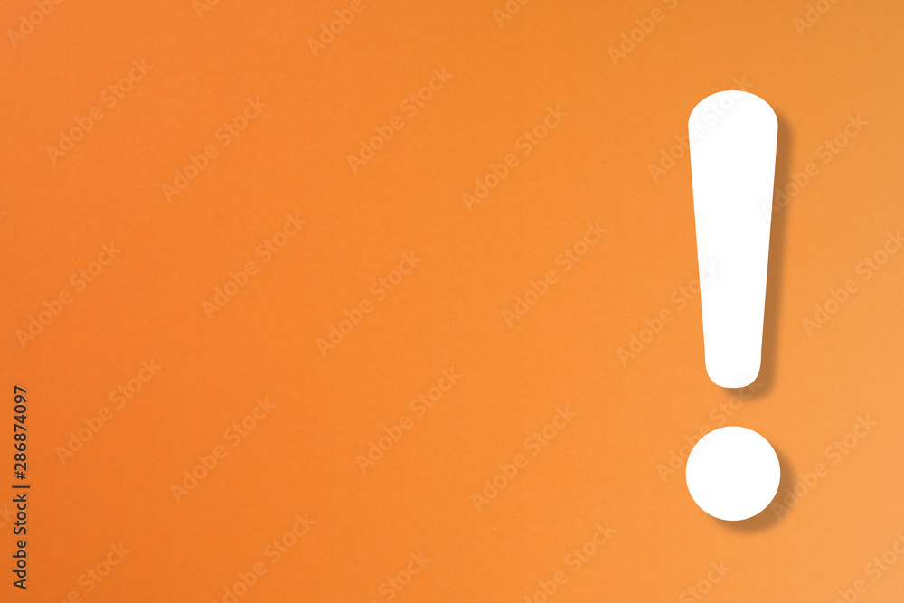 Exclamation mark on orange background Exclamation mark on orange background