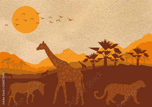 Canvas Print African animals in the desert