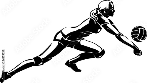 Women's Volleyball Athlete, Shadowed Illustration
