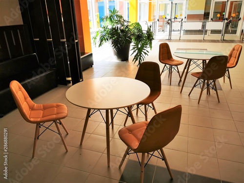 Cafeteria in the school in a Scandinavian style