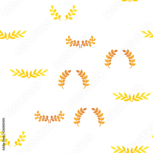 Laurel Branches Wreath Vector Color Seamless Pattern Flat Illustration