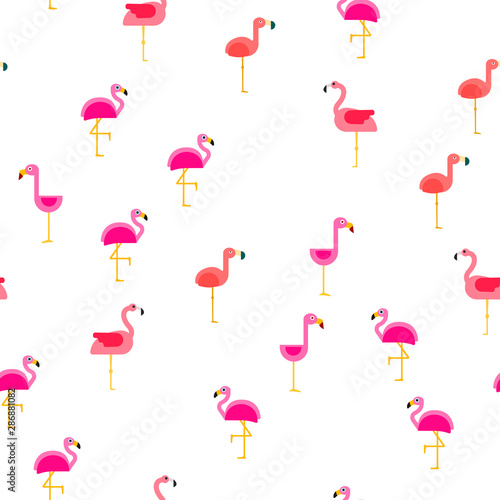 Bird Flamingo Vector Seamless Pattern Color Illustration