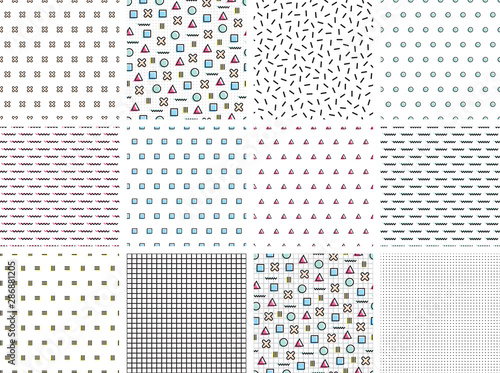 Set of 12 Memphis/80s Seamless Patterns
