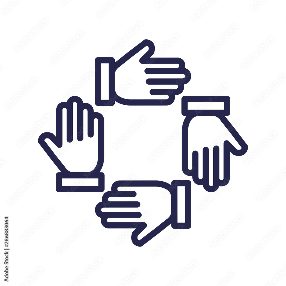 teamwork people hands around icons teamwork people hands around icons