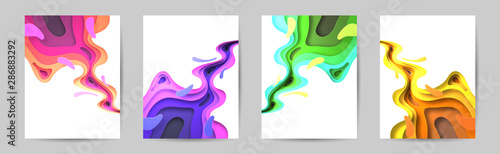 Set of four multi-colored, liquid flyers, leaflets, brochures, for your design. Trends