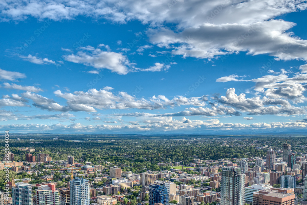 Aerial view of the Calgary, Canada area