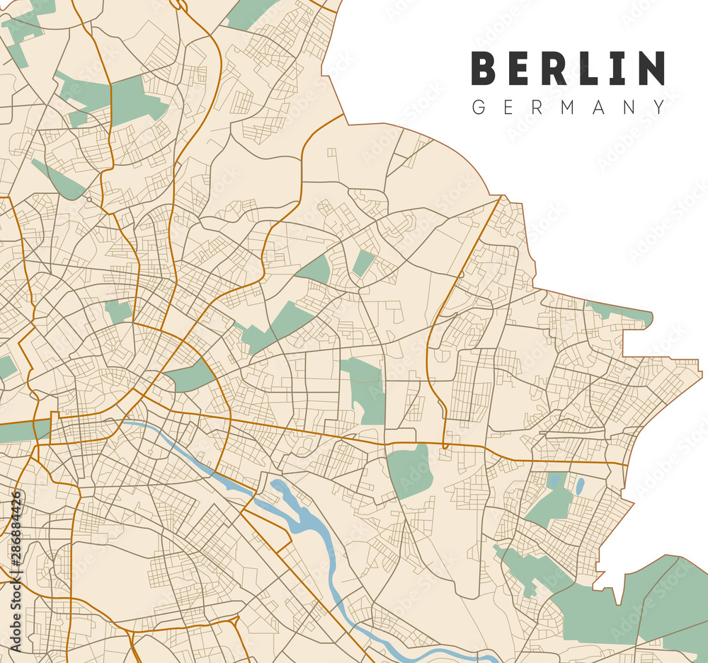 Naklejka premium Berlin map. Detailed poster city map Berlin. Germany