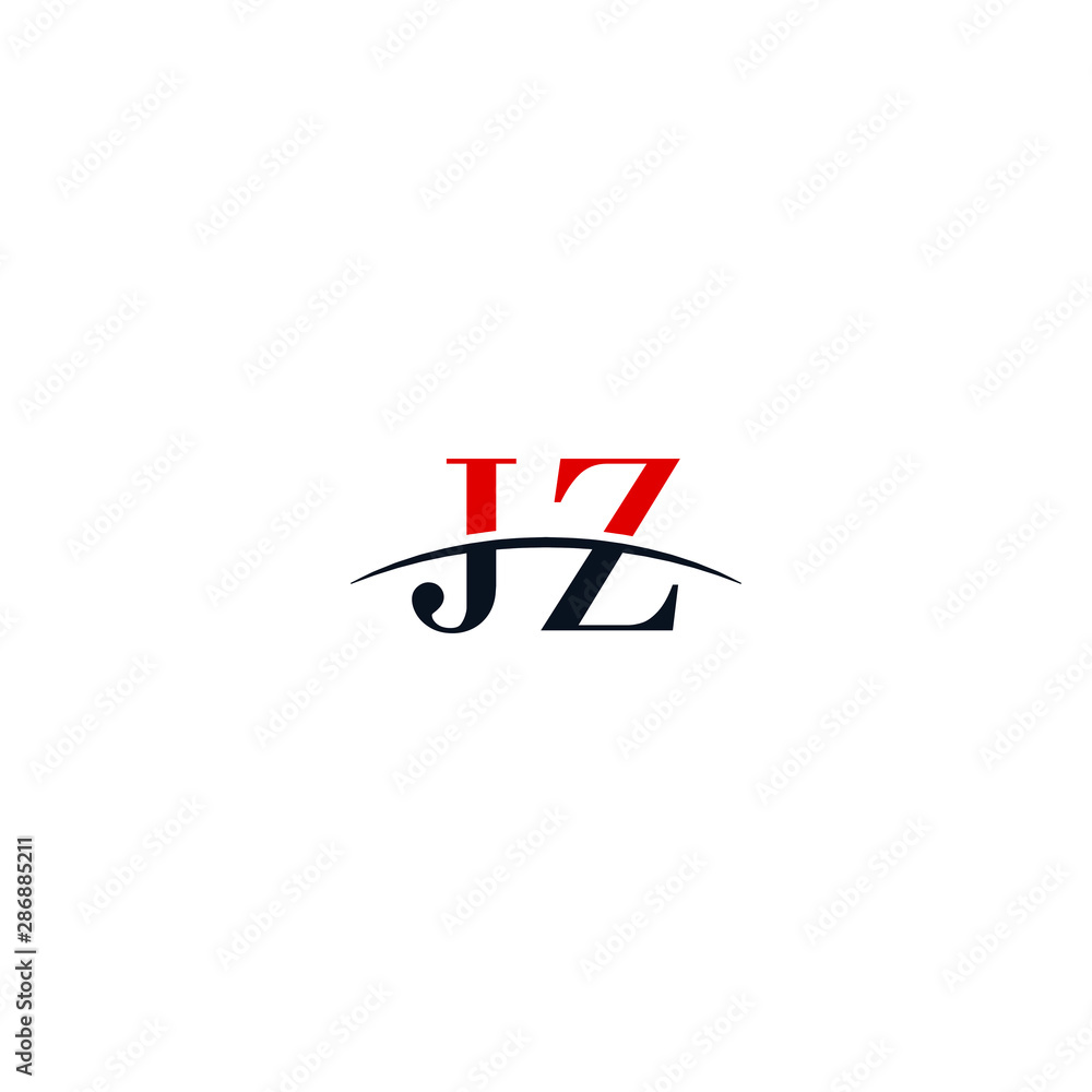 Initial letter JZ, overlapping movement swoosh horizon logo company design inspiration in red and dark blue color vector Initial letter JZ, overlapping movement swoosh horizon logo company design inspiration in red and dark blue color vector