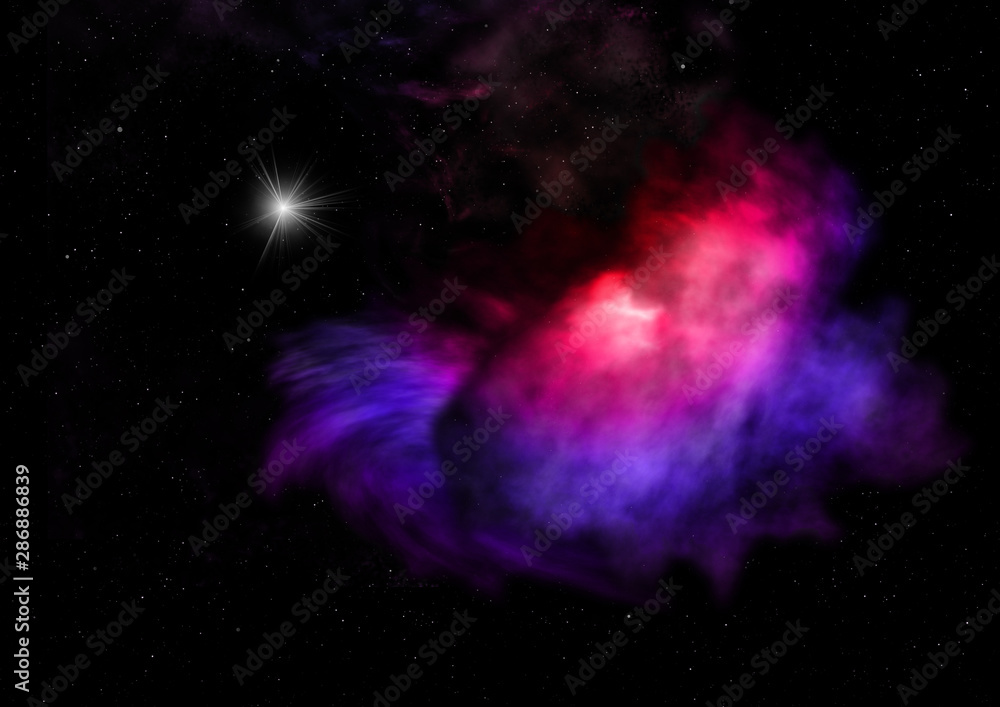 Being shone nebula. 3D rendering Being shone nebula. 3D rendering