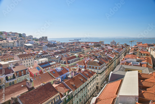 Panoramic aerial view in heart of Lisbon