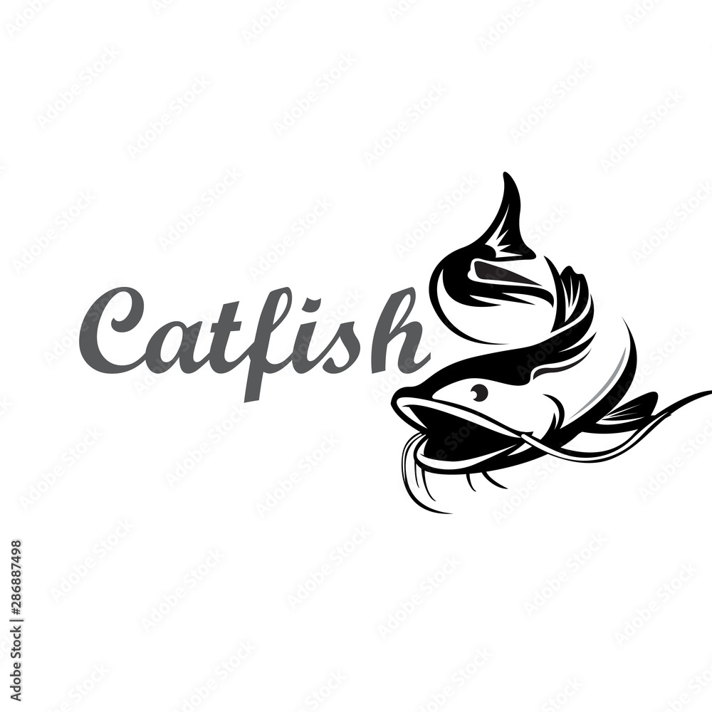 Funny drawing catfish logo design template inspiration Funny drawing catfish logo design template inspiration
