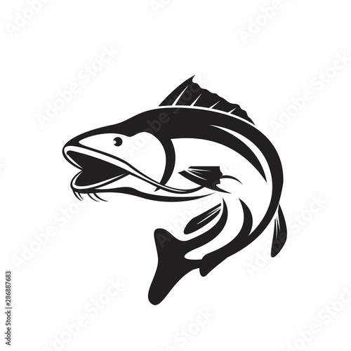 Jumping art catfish logo design template inspiration