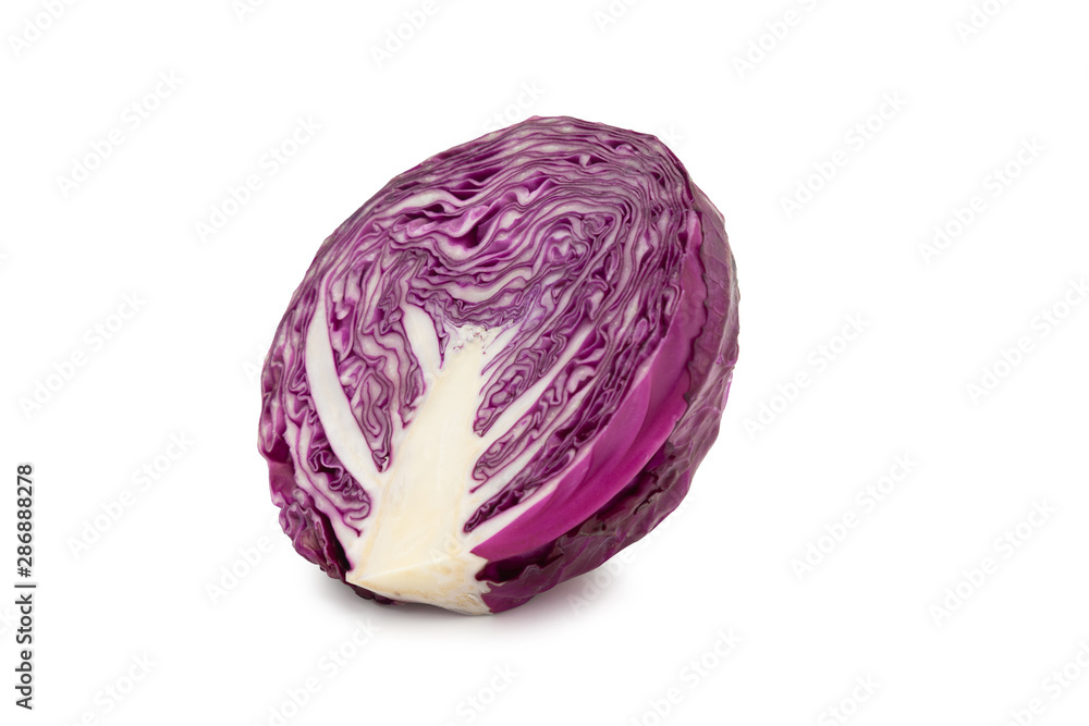 Half red cabbage and half isolated on white background with clipping path Half red cabbage and half isolated on white background with clipping path