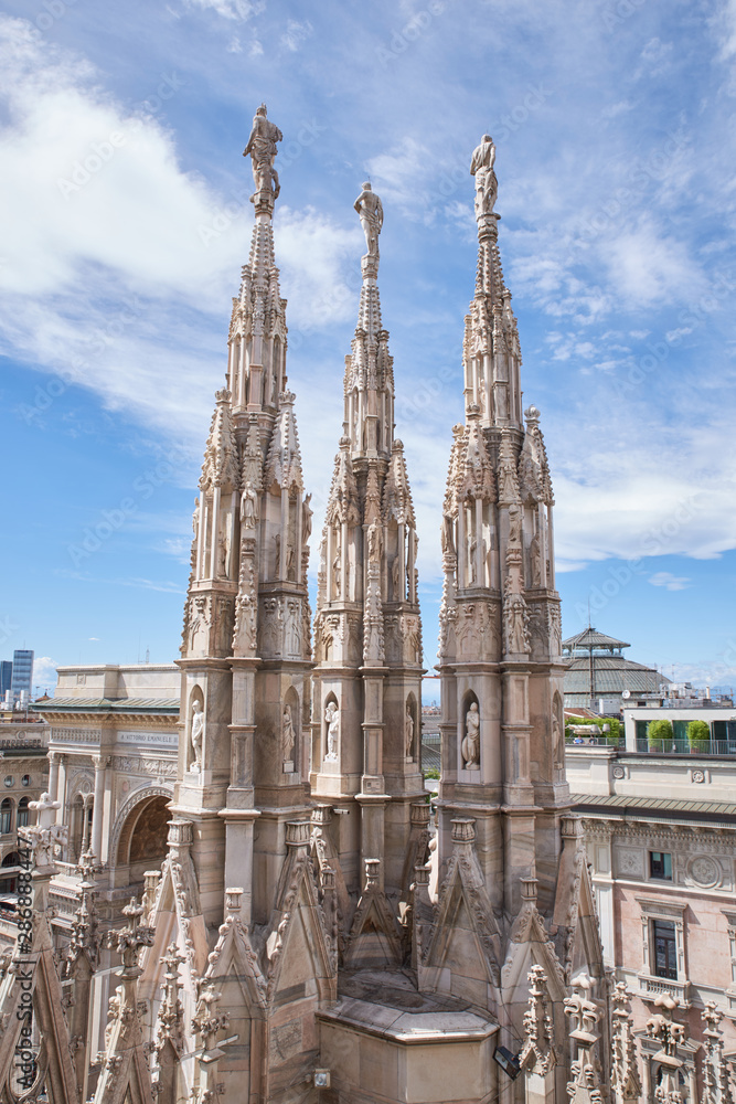 View of amazing gothic cathedral Duomo di Milano. View of amazing gothic cathedral Duomo di Milano.