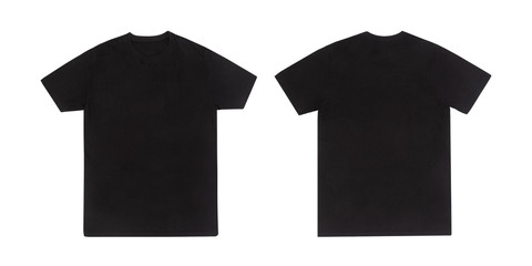 Black T-shirts front and back use for design isolated on white background.