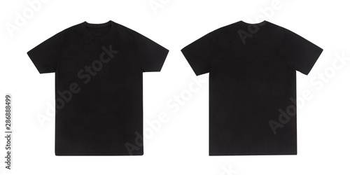 Black T-shirts front and back use for design isolated on white background.