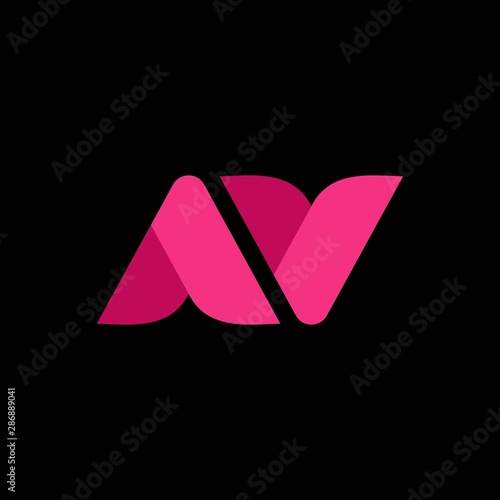 simple typography font AV love vector logo