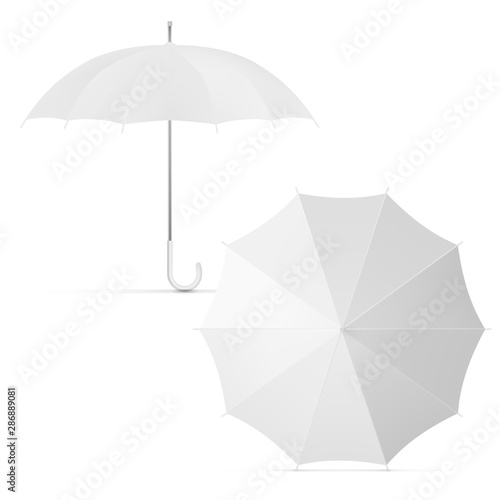 Realistic Blank White Umbrella Set For Branding