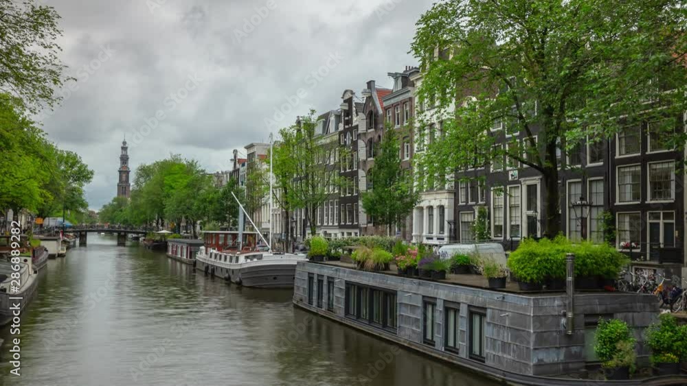 day time amsterdam city famous canal traffic bridge panorama 4k timelapse netherlands day time amsterdam city famous canal traffic bridge panorama 4k timelapse netherlands
