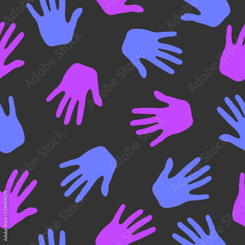 Abstract pattern seamless vector pattern background. Colored handprints. Great for fabric, paper, web banners, wallpapers.