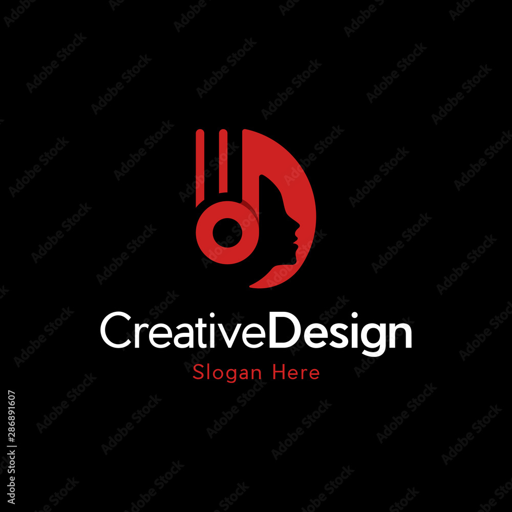 Head Beauty Ringtone Creative Media Logo, Human head with headphone