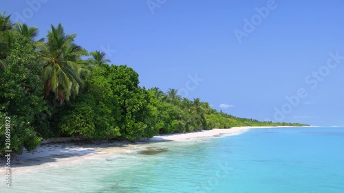 Perfect wild island with palm trees, nobody, travel destinations. Summer vacations photo