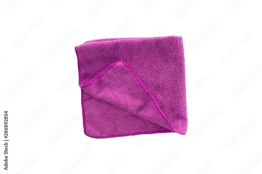 Purple microfiber cloth, isolated on white background Purple microfiber cloth, isolated on white background