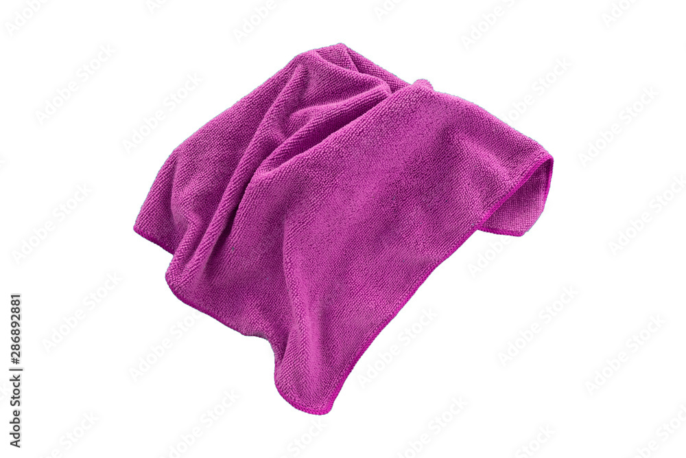 Purple microfiber cloth, isolated on white background Purple microfiber cloth, isolated on white background