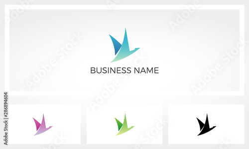 Abstract Simplified Image Of Bird Flying Logo