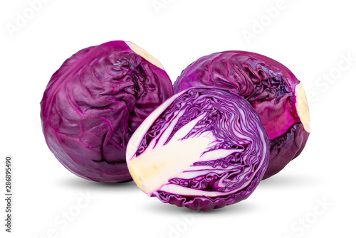 Red cabbage  isolated on white background.