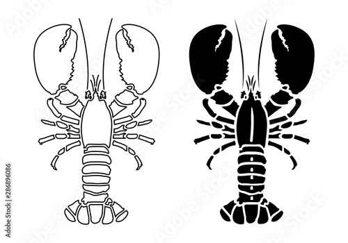 Lobster Silhouette Icon on White Background. Vector - Vector