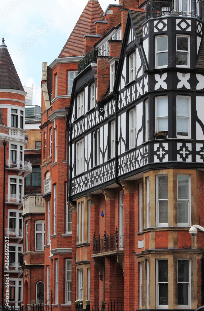 British red brick mansions in London, UK