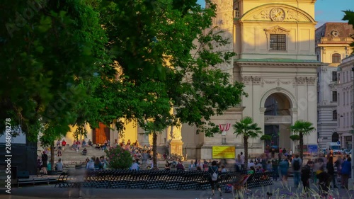 vienna city sunset time central park cinema festival square panorama 4k timelapse austria photo