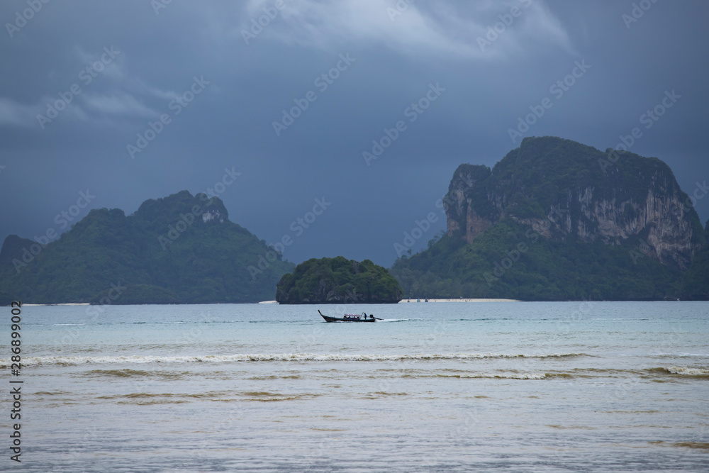 Storm clouds over the island, Krabi, Thailand.