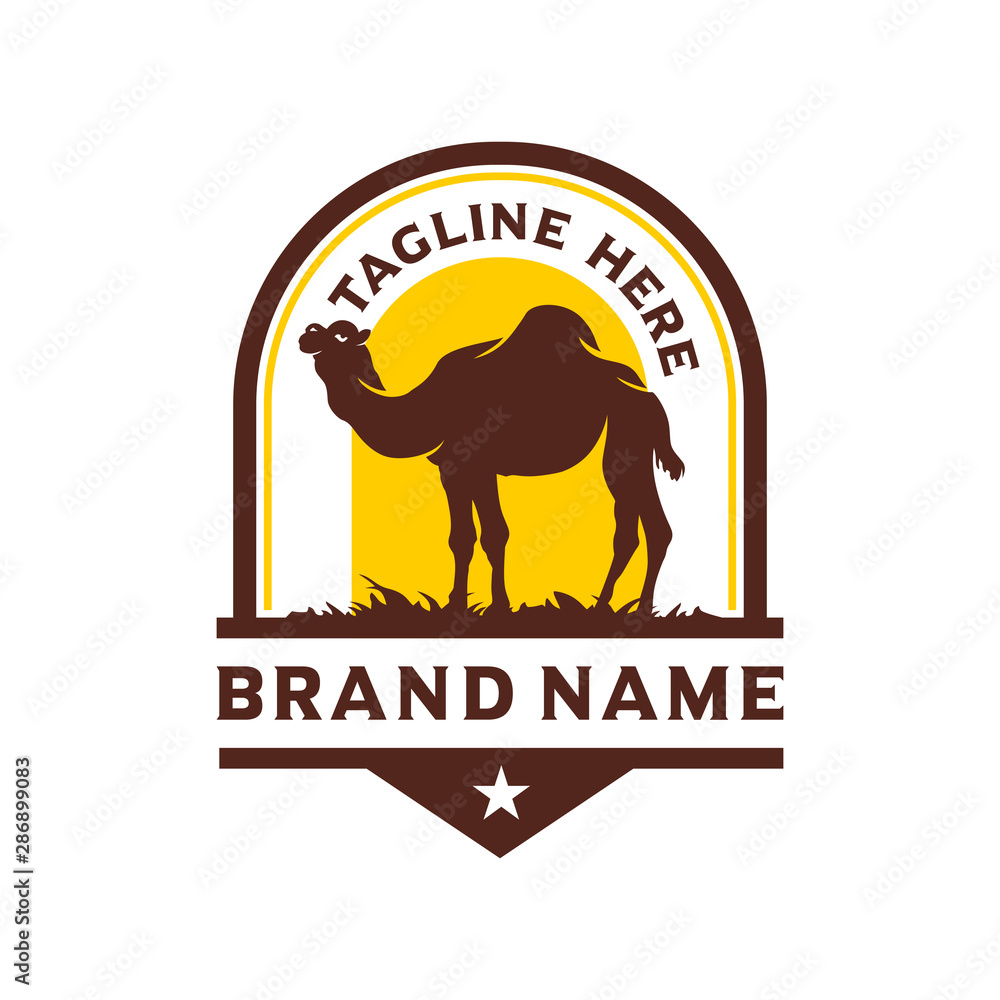 Obraz premium camel desert vintage logo design