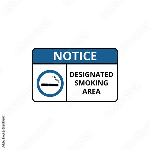 Notice of designated smoking area with inscription vector illustration isolated.