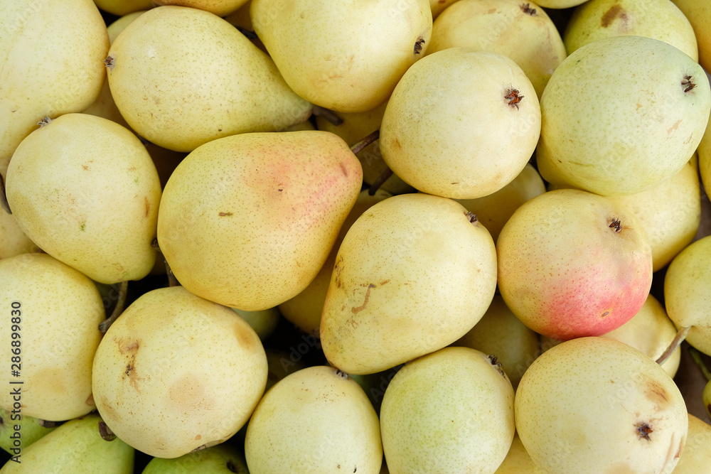 pile of fresh pears in the market pile of fresh pears in the market