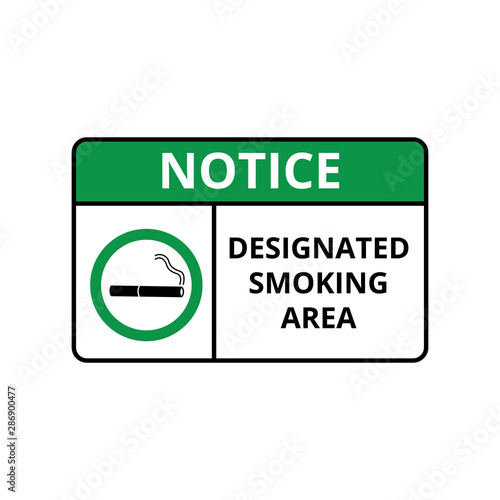 Smoking area notice for signboard or label the vector illustration isolated.