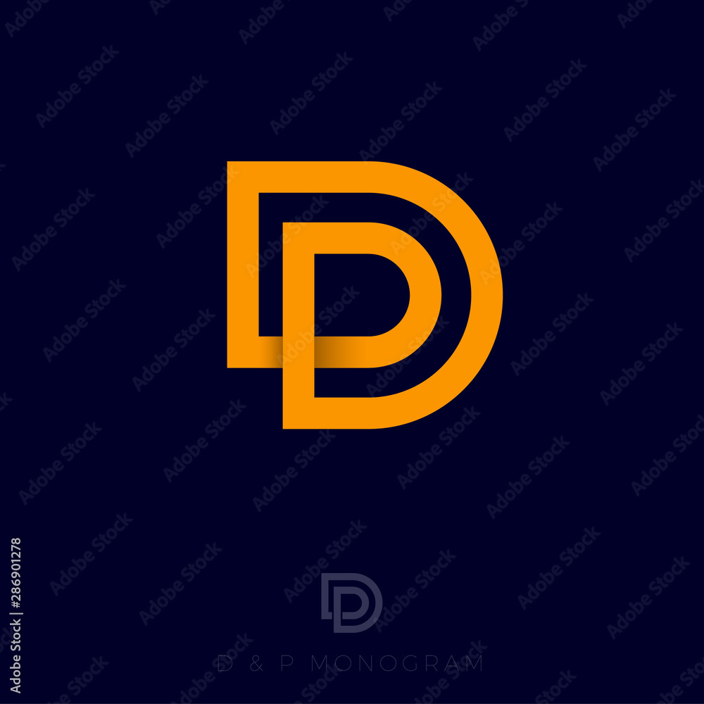 DP logo. D and P yellow monogram. Original symbol on black background. Web, ui icon. - obrazy, fototapety, plakaty 