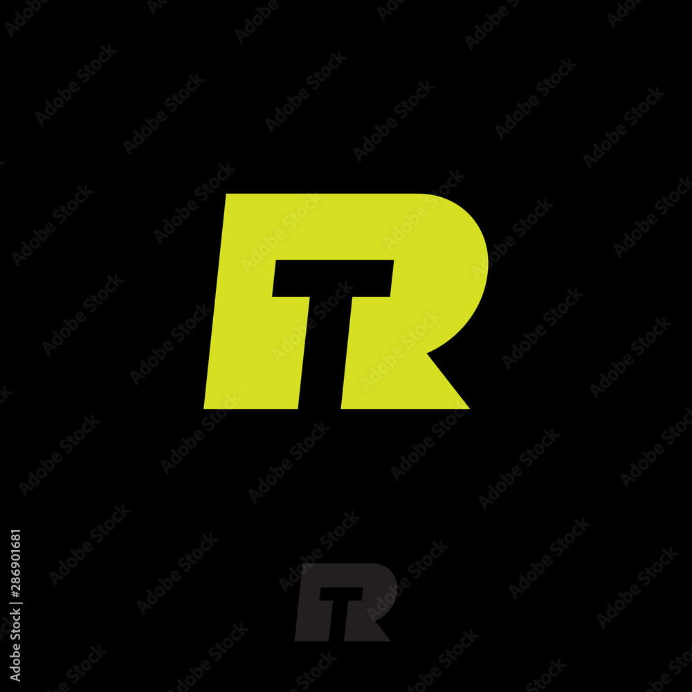RT logo. R and T yellow monogram. Original symbol on black background. Web, ui icon. RT logo. R and T yellow monogram. Original symbol on black background. Web, ui icon.