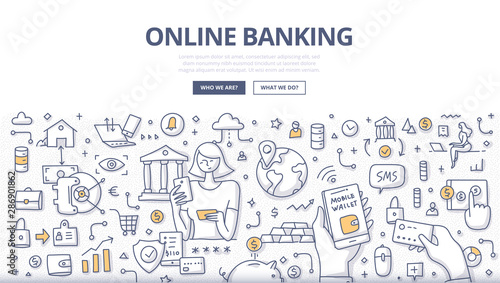 Online Banking Doodle Concept