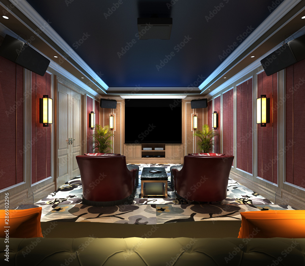 Fototapeta premium 3d render home cinema theater room
