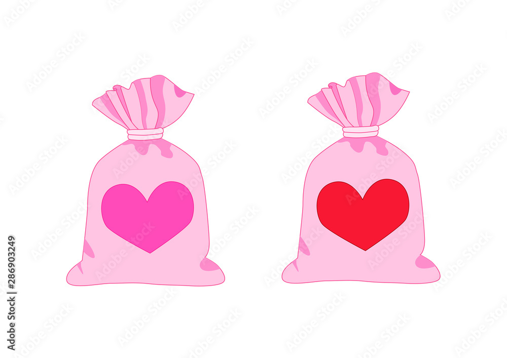 Pink heart bag on white background illustration vector Pink heart bag on white background illustration vector