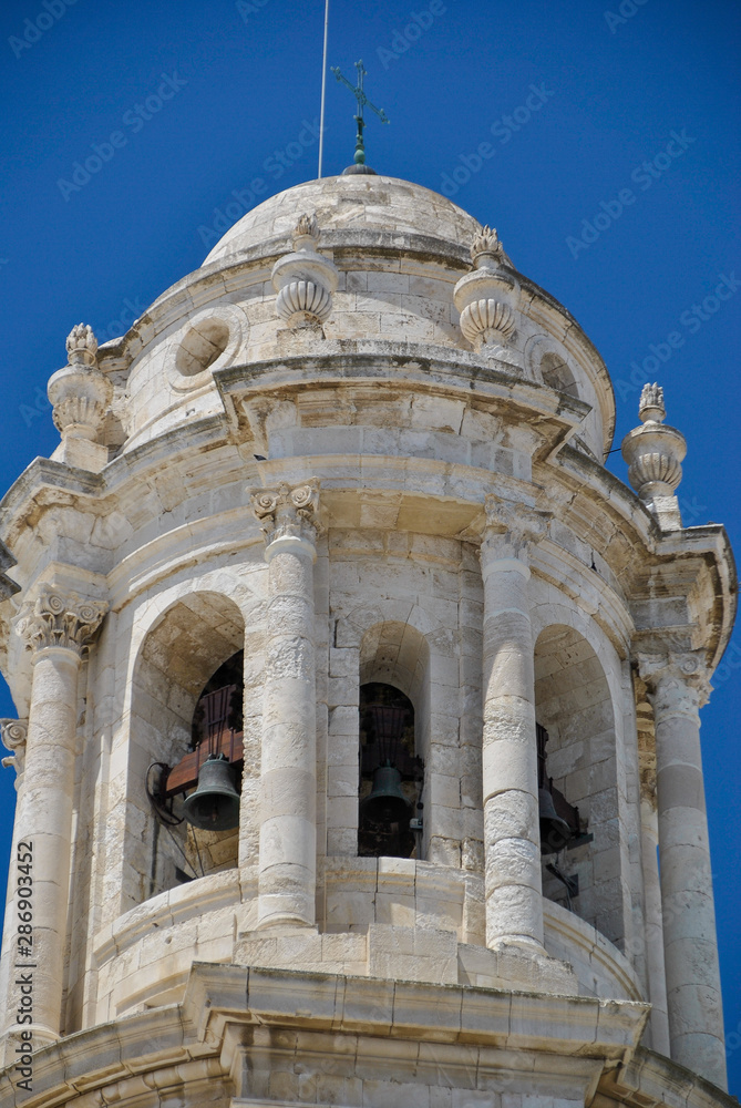 Cadiz in Spain, detail of the clock tower